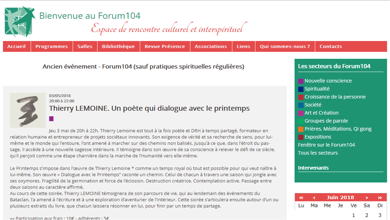 Soirée partage au Forum 104 (Paris)